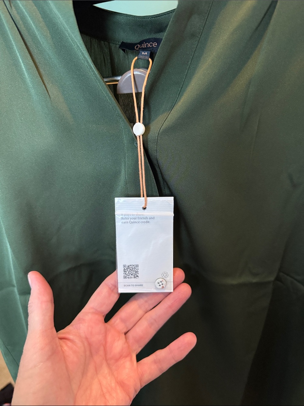 Quince Olive Washable Stretch Silk Dolman Sleeve Blouse M - Picture 3 of 4